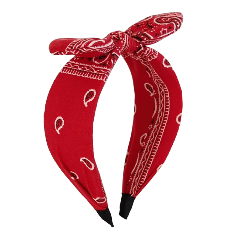 Rockabilly Jersey-Haarreif mit Schleife – gemustertes Pin-up-Accessoire im Vintage-Stil