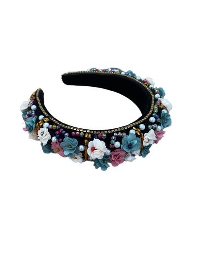 Bandeau en velours noir avec motifs de Noël et motifs Père Noël