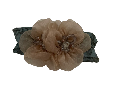 Haarklammern Blumen Organza Glasperlen