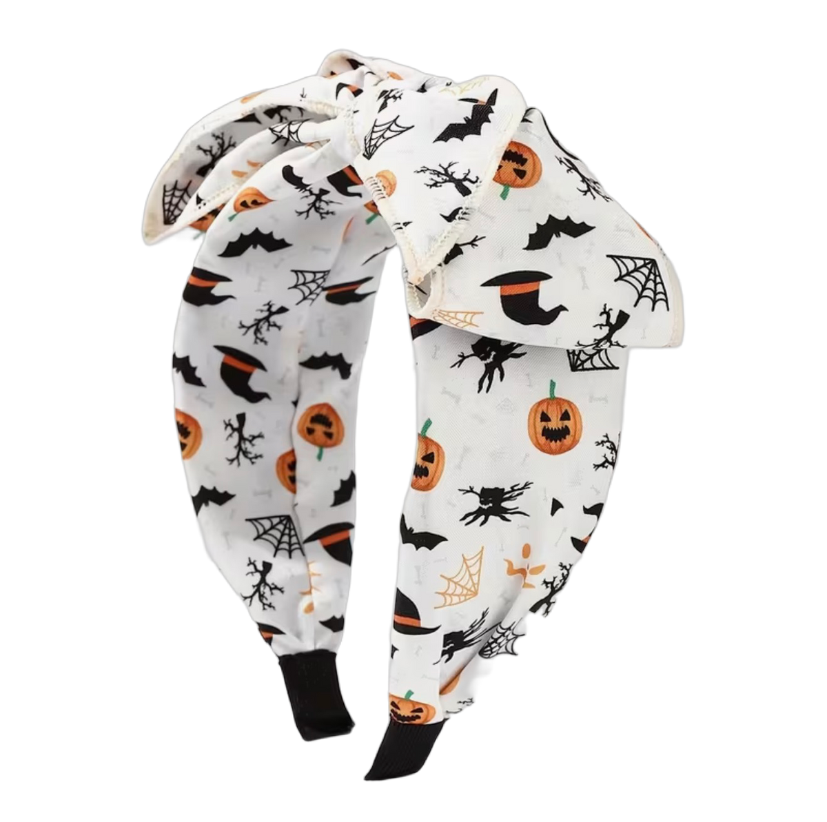 Spooky Chic – Halloween Haarreifen mit grosser Schleife und gruseligen Motiven