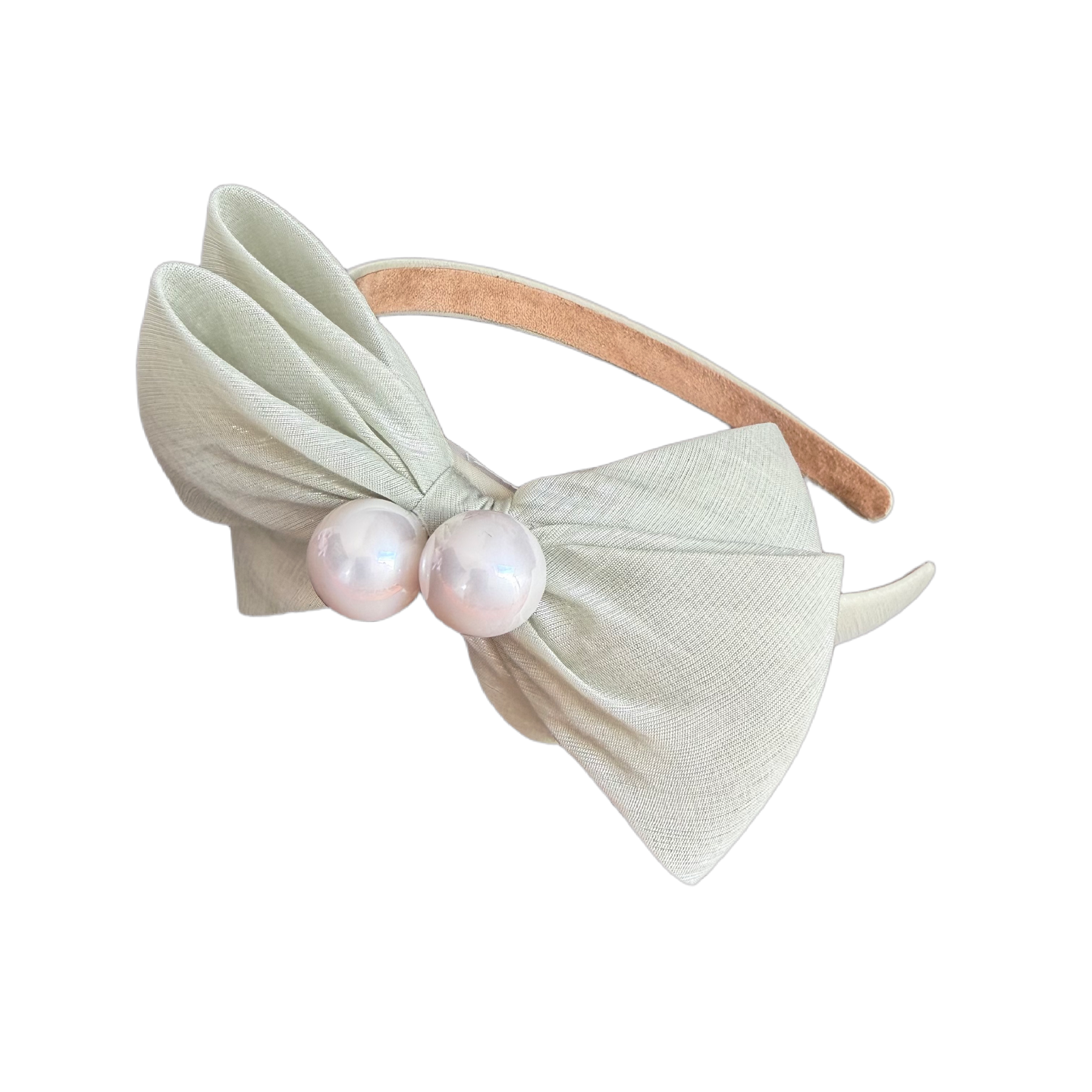 Schmaler Haarreifen mit großer Seitenschleife & zwei Perlen – Elegantes Statement-Accessoire