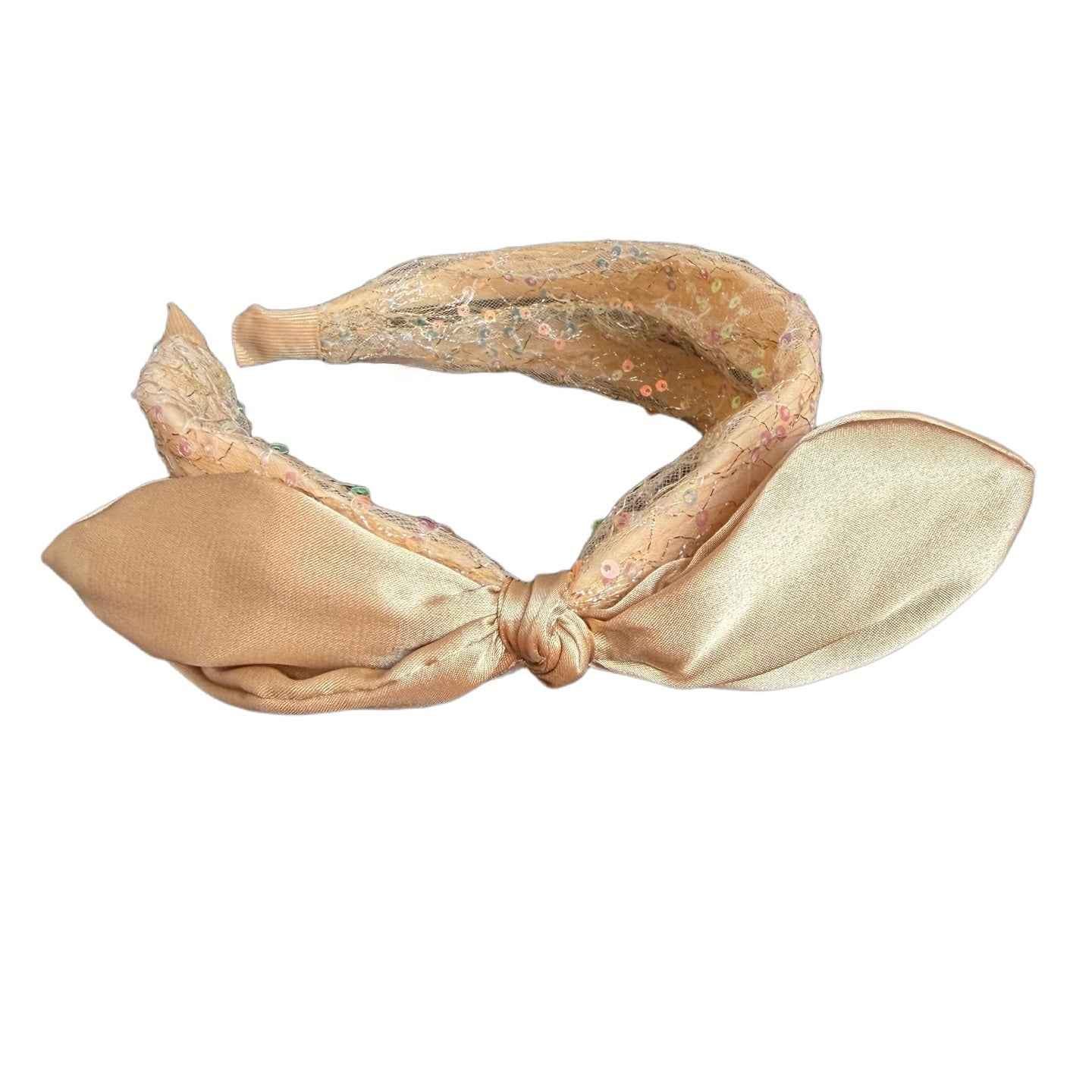 Glamour-Haarreifen mit Pailletten & Satin-Schleife seitlich – Elegantes Statement-Accessoire