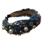 Knotenpoesie — Jeansreif mit Silberpailletten, Strass & Perlen