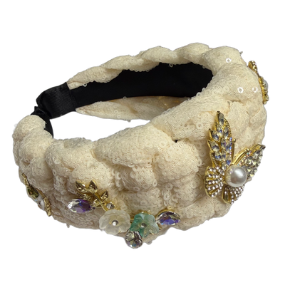 Sommerflair — Tüll‑Haarreif mit Pailletten, Perlen, Blumen & Schmetterlingen