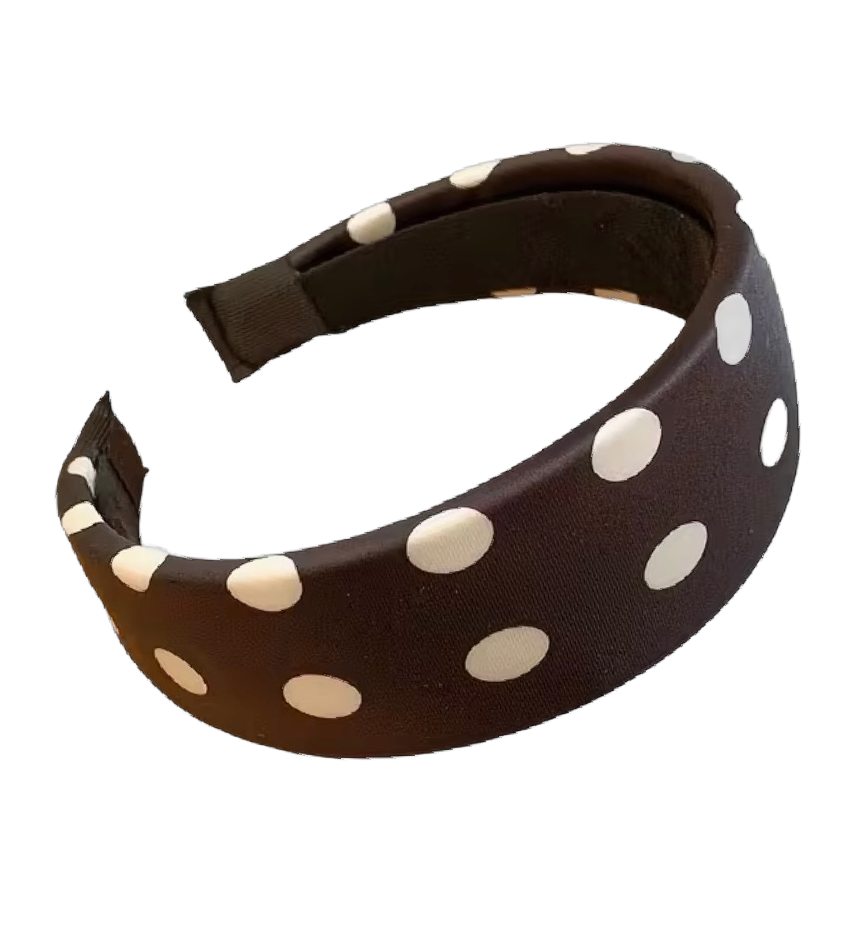 Polka Dot Chic – Breiter Haarreifen mit Punkten in Schwarz & Off White