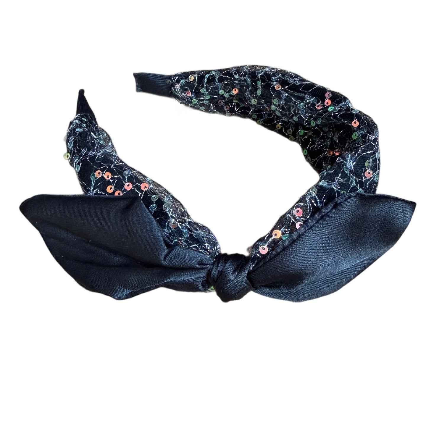Glamour-Haarreifen mit Pailletten & Satin-Schleife seitlich – Elegantes Statement-Accessoire