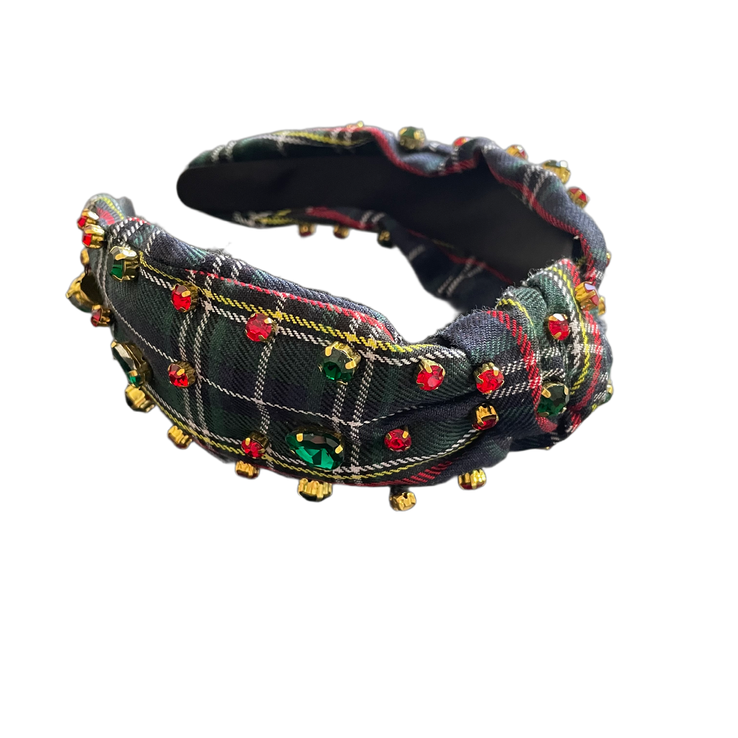 Festlicher Karo-Haarreif – Strass, Perlen & Winterglanz