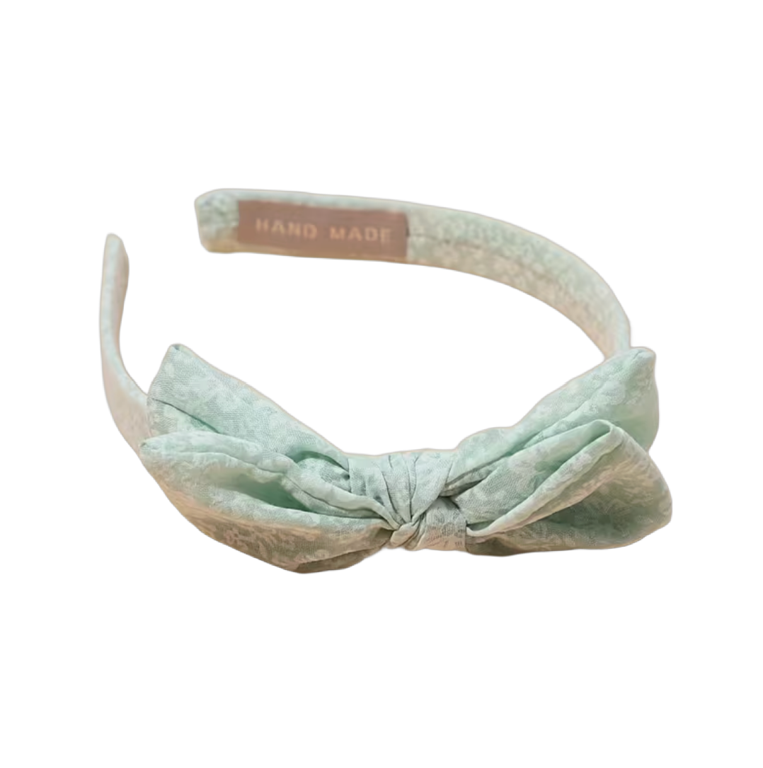 Schmaler Haarreifen aus Baumwollstoff mit Blümchen & seitlicher Masche – Feminin, romantisch und bezaubernd