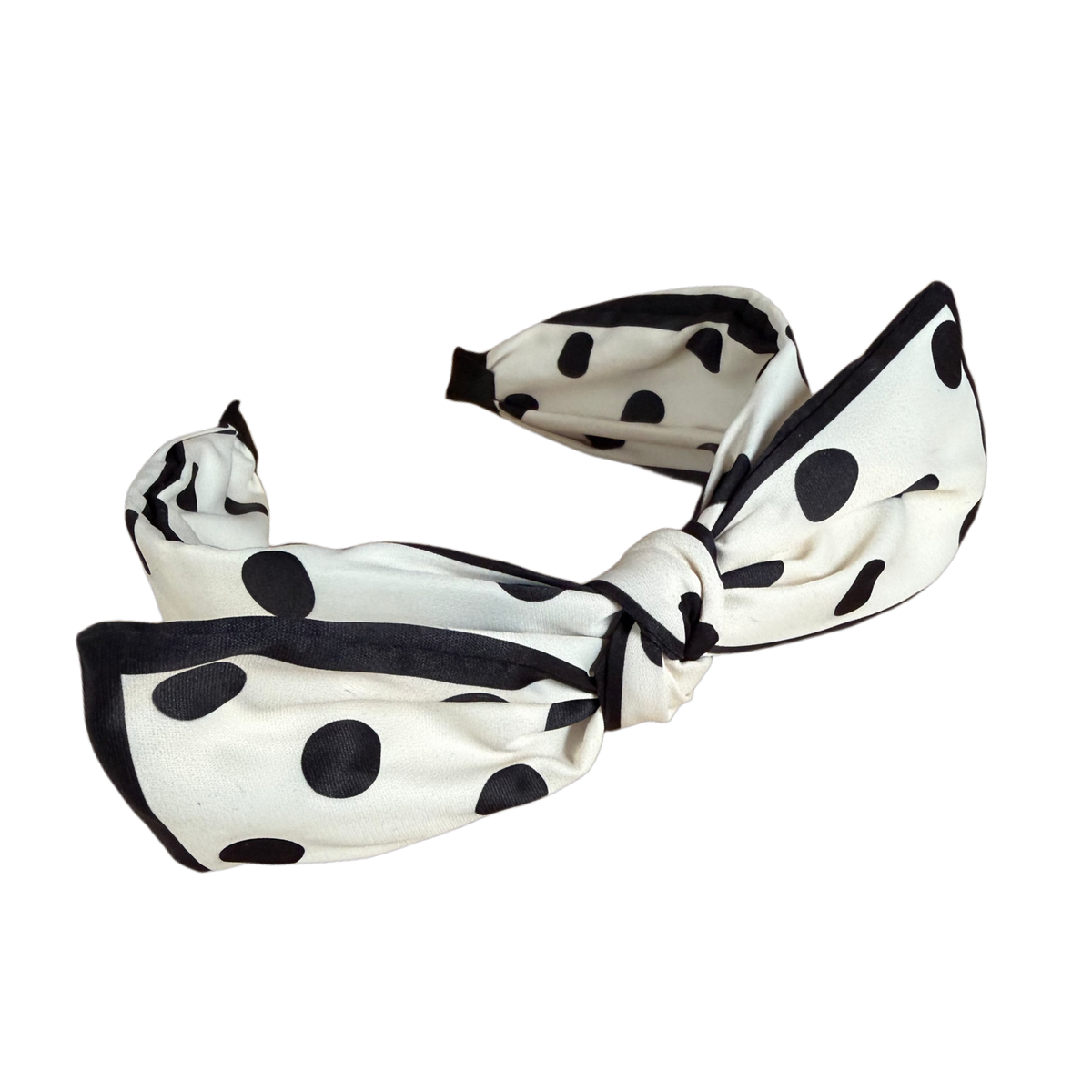 Black & White Dots – Eleganter Haarreifen mit grosser Schleife im Retro-Look