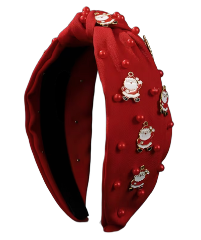 Christmas Magic – Festlicher Haarreifen mit Perlen, Weihnachtsmotiven & Knoten