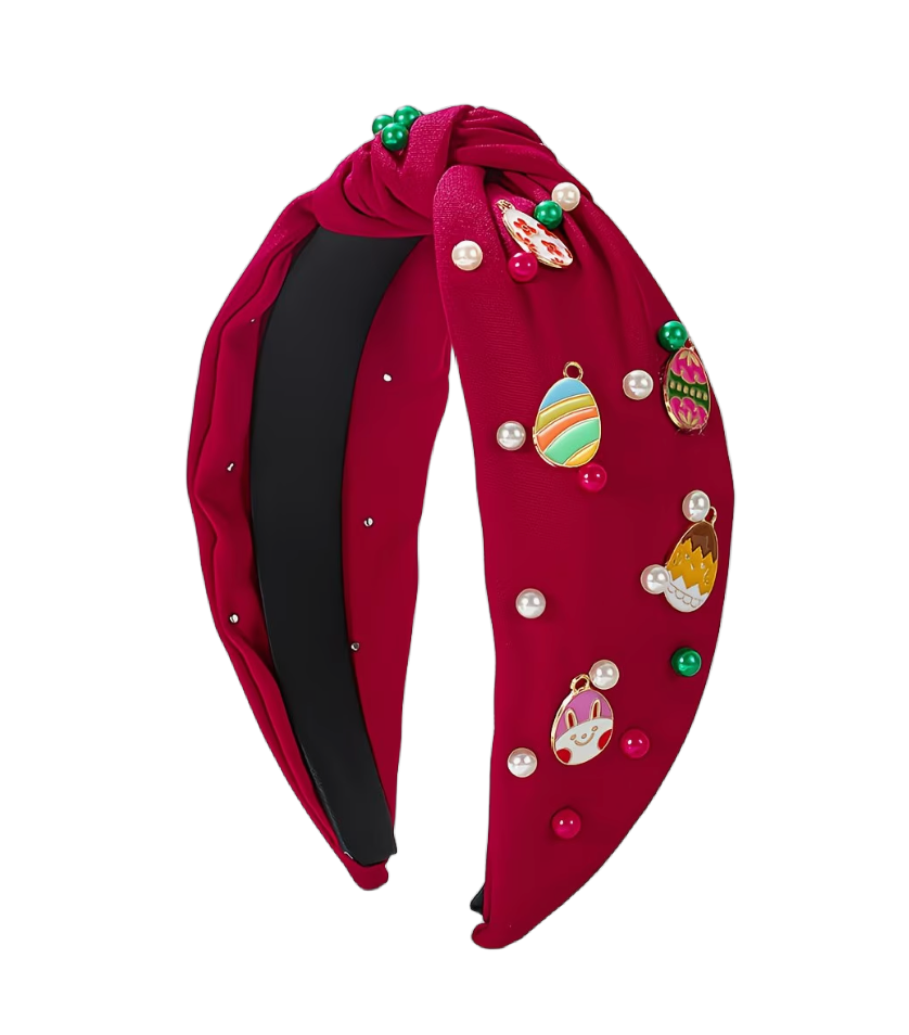 Fröhlicher Frühling: Oster‑Haarreif mit Perlen, bunten Eiermotiven & Mittelknoten