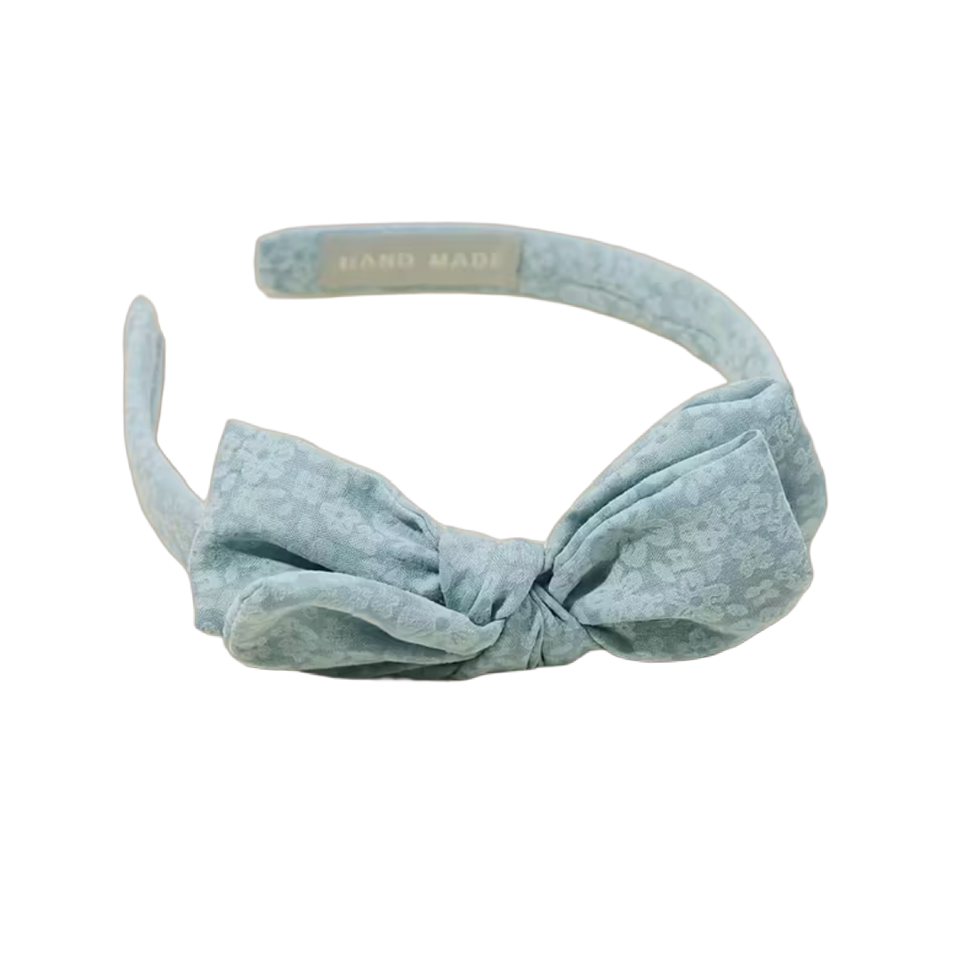 Schmaler Haarreifen aus Baumwollstoff mit Blümchen & seitlicher Masche – Feminin, romantisch und bezaubernd
