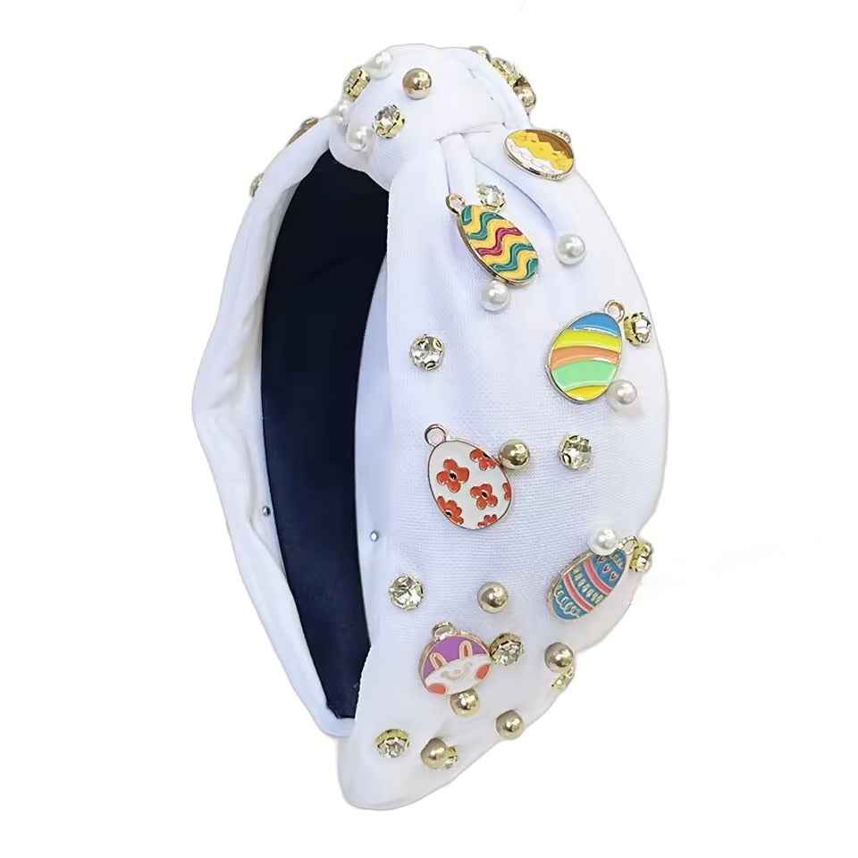 Easter Bloom — Funkelnder Haarreif mit Perlen, Strass & Oster-Details