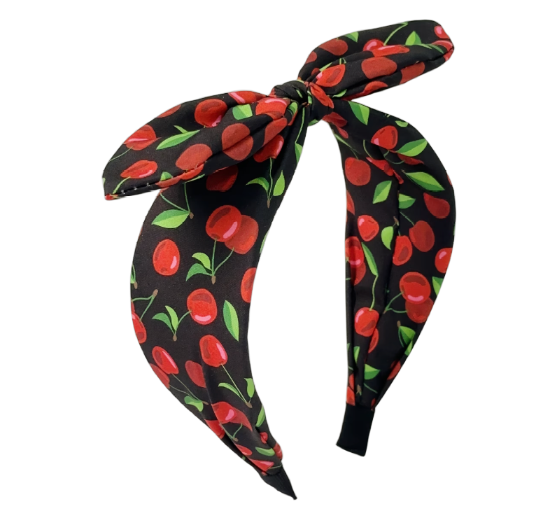Kirsch- und Erdbeerkuss: Rockabilly‑Haarreif mit süßem Kirschen- und Erdbeerprint