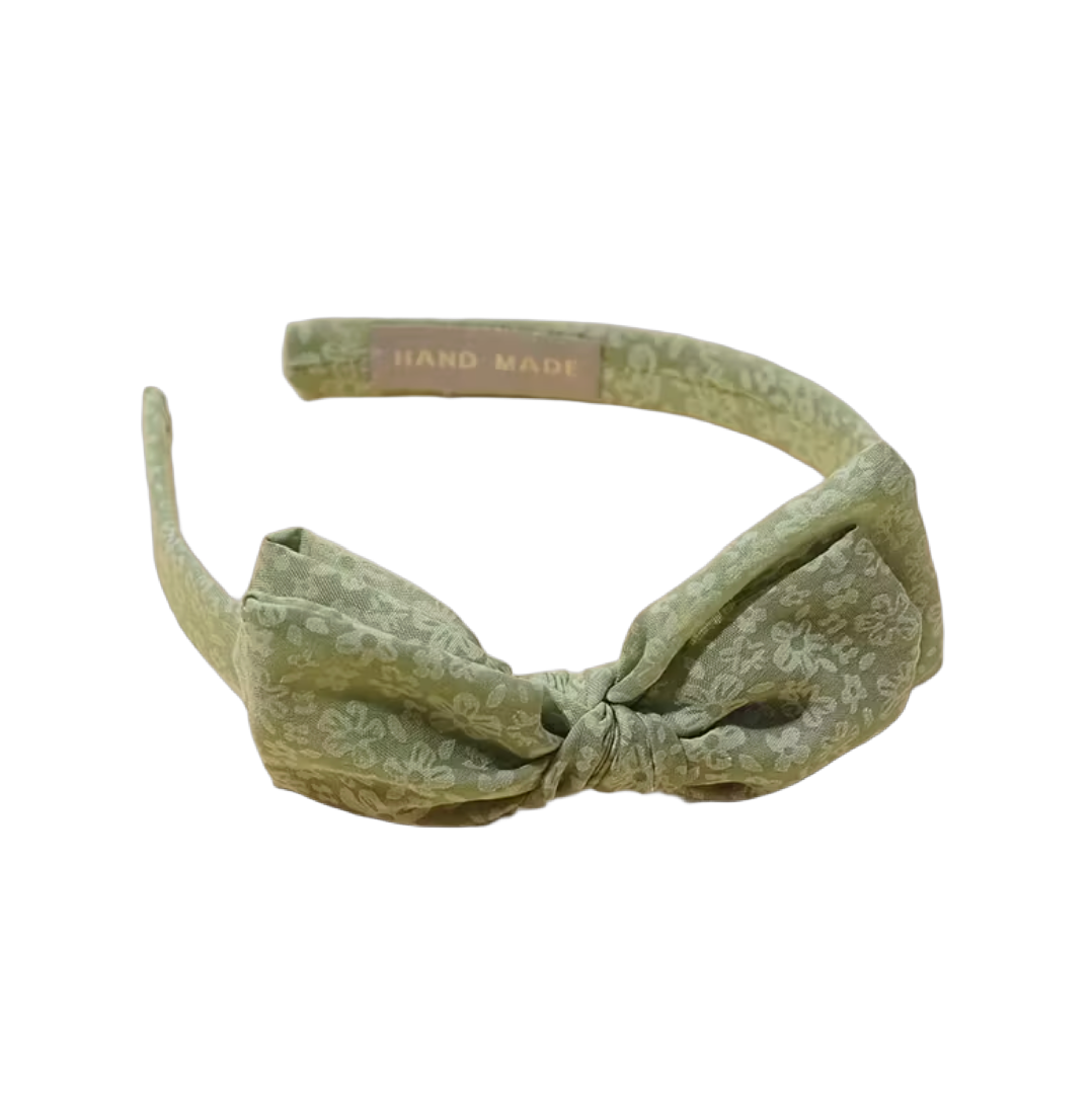 Schmaler Haarreifen aus Baumwollstoff mit Blümchen & seitlicher Masche – Feminin, romantisch und bezaubernd