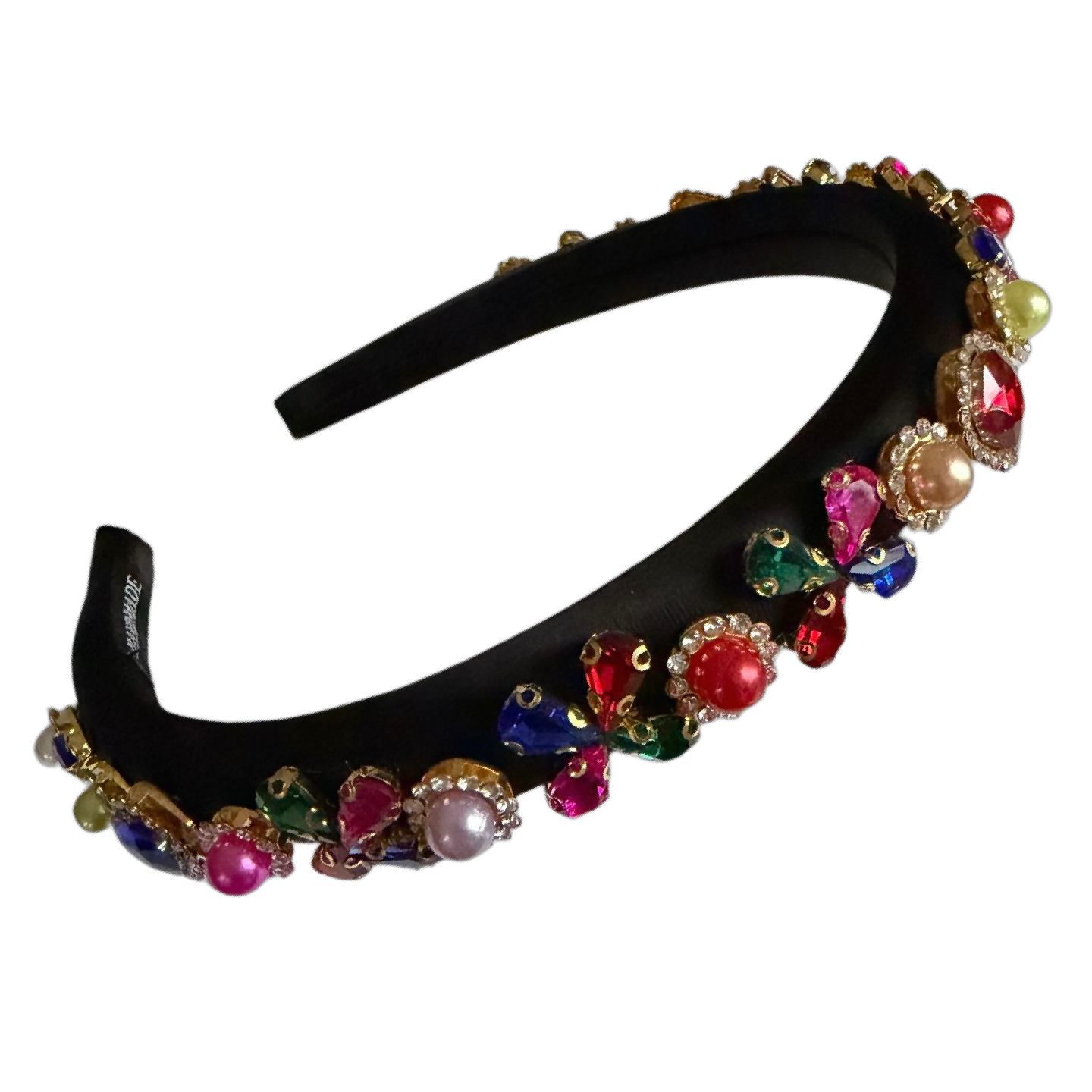 Nachtkaleidoskop — Schwarzer Reif mit bunten Perlen & Strass