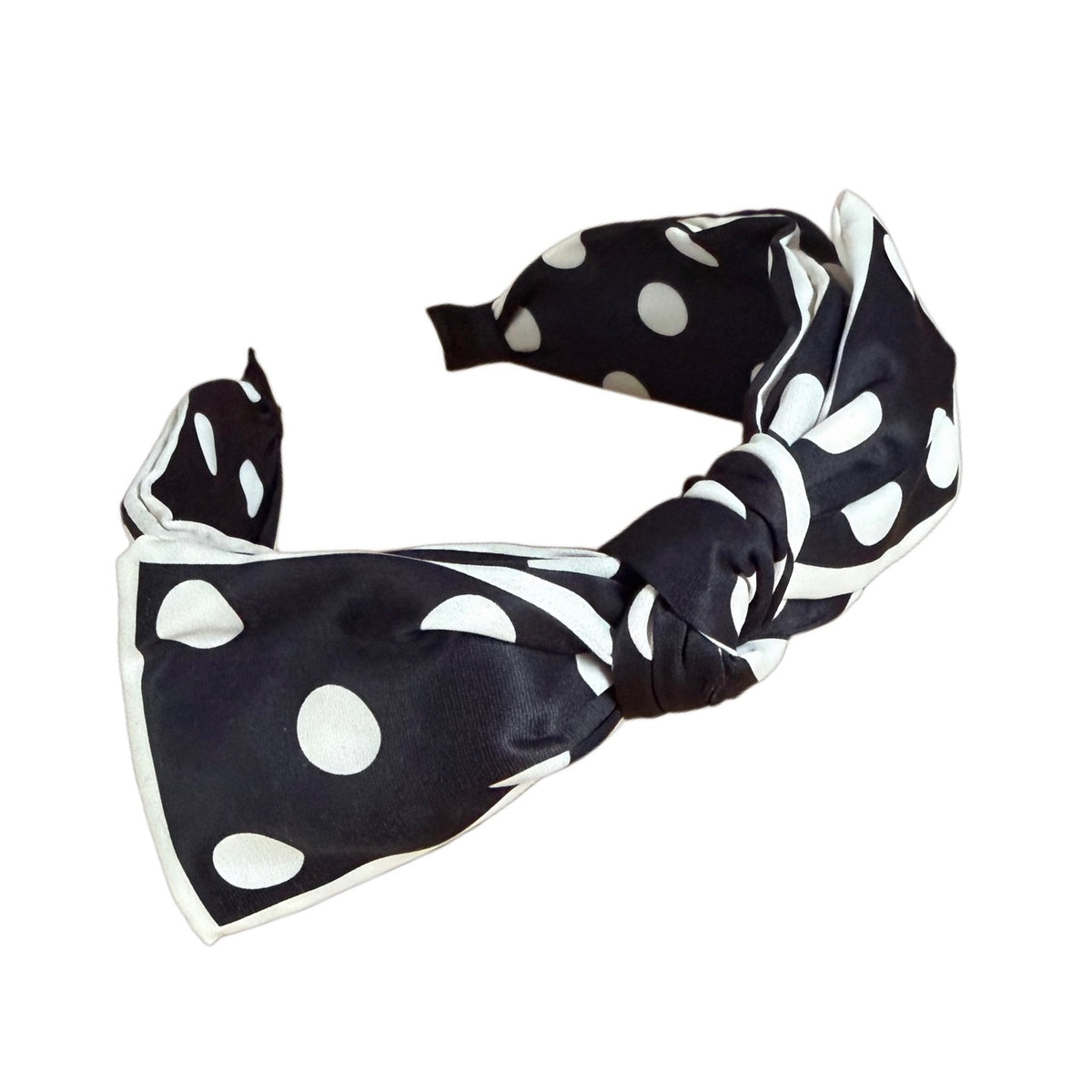Black & White Dots – Eleganter Haarreifen mit grosser Schleife im Retro-Look