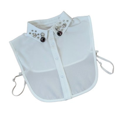 Glamour Chic – Eleganter Blusenkragen in Off White mit funkelnden Schmucksteinen
