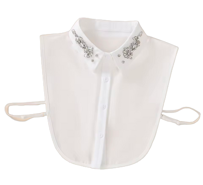 Col chemisier perles noires pierres