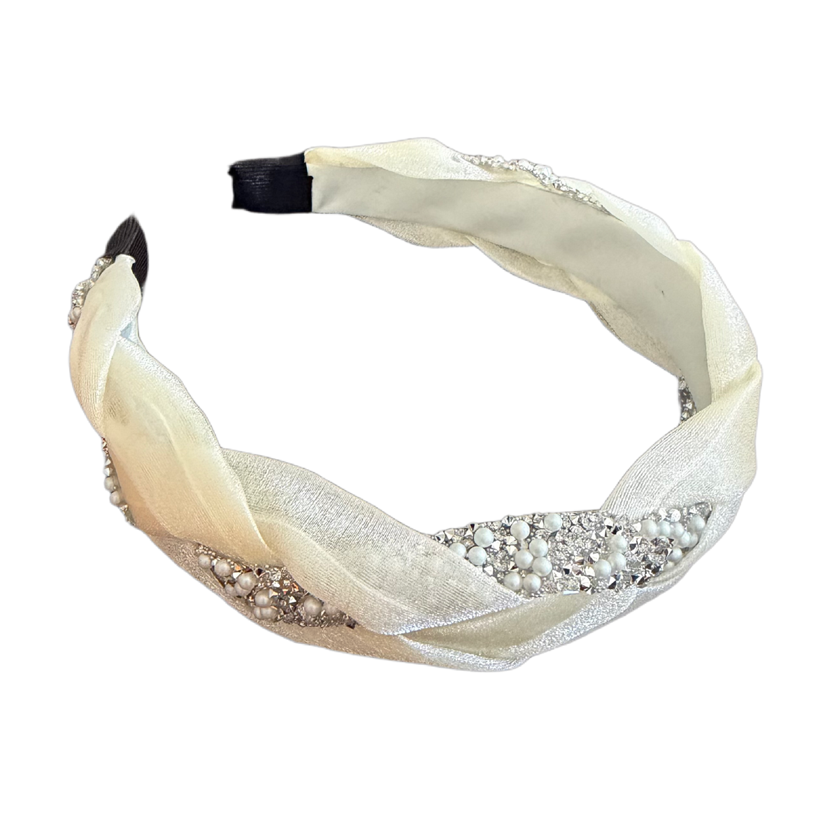Glamour Braid – Eleganter geflochtener Haarreifen mit Strass & Perlen