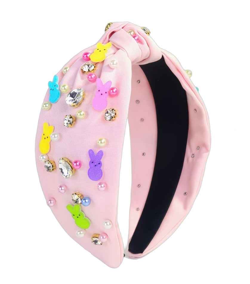 Hoppelglanz: Oster‑Haarreif mit bunten Perlen, Strass & Hasenmotiven