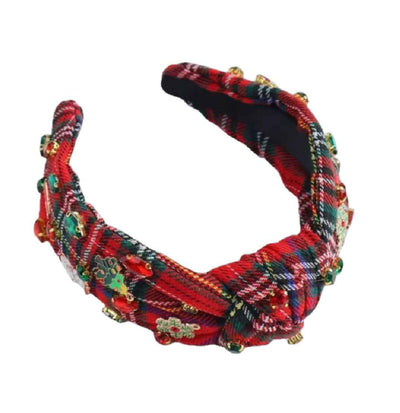 Christmas Tartan – Festlicher Haarreifen mit Knoten & funkelnden Weihnachtsdetails