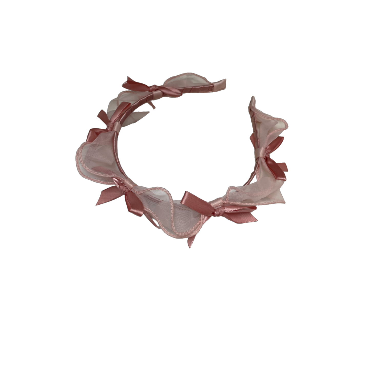 Bandeau rose avec noeuds et décoration strass