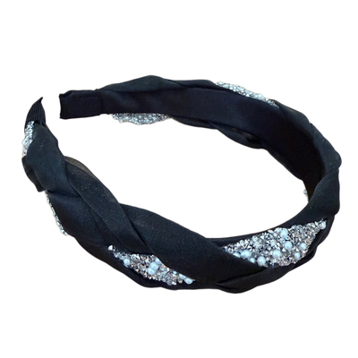 Glamour Braid – Eleganter geflochtener Haarreifen mit Strass & Perlen