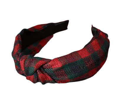 Christmas Tartan – Festlicher Karo-Haarreifen mit Knoten & winterlichen Details