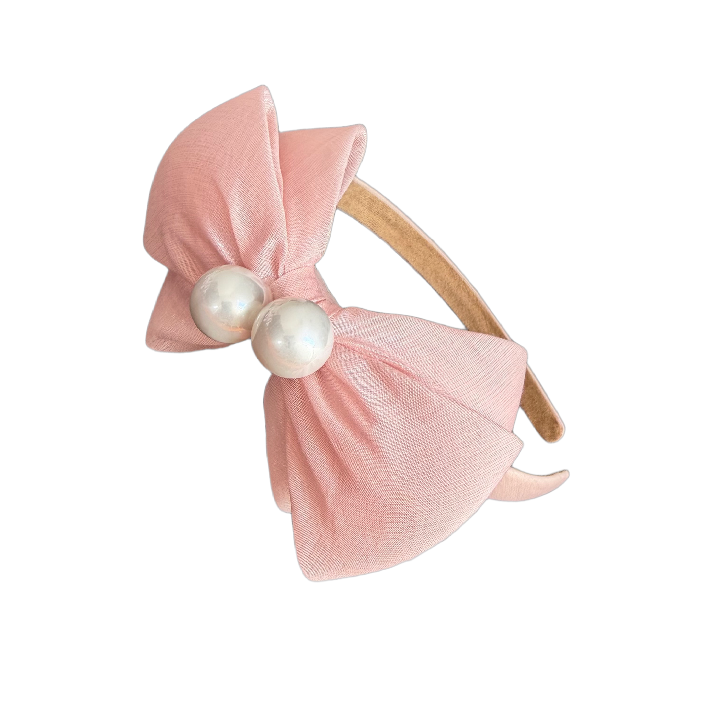Schmaler Haarreifen mit großer Seitenschleife & zwei Perlen – Elegantes Statement-Accessoire