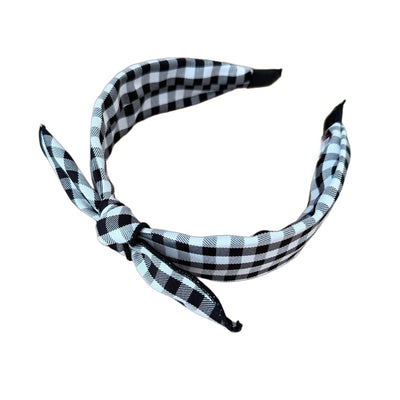 Rockabilly-Haarreif mit Karomuster und Schleife – stylisches Vintage-Accessoire im Pin-up-Look